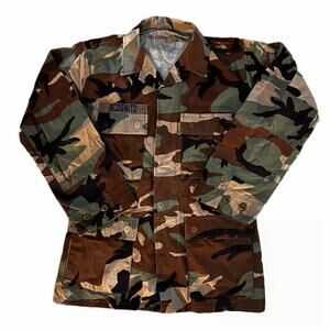 Vintage Woodland Camo Shirt "Incognito" Military-Style 90s Fashion Piece, small